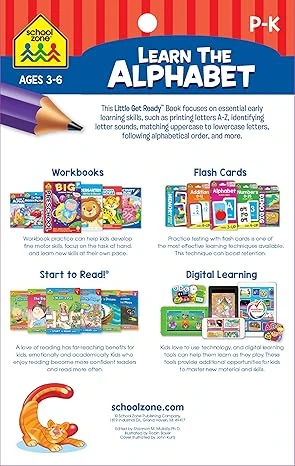 School Zone - كتاب تدريبات تعلم الحروف الأبجدية - للأعمار من 4 إلى 6 سنوات، مرحلة ما قبل المدرسة، رياض الأطفال، أصوات الحروف، الحروف الكبيرة والصغيرة، التتبع، والمزيد (سلسلة كتب School Zone Little Get Ready!™) - Image 6