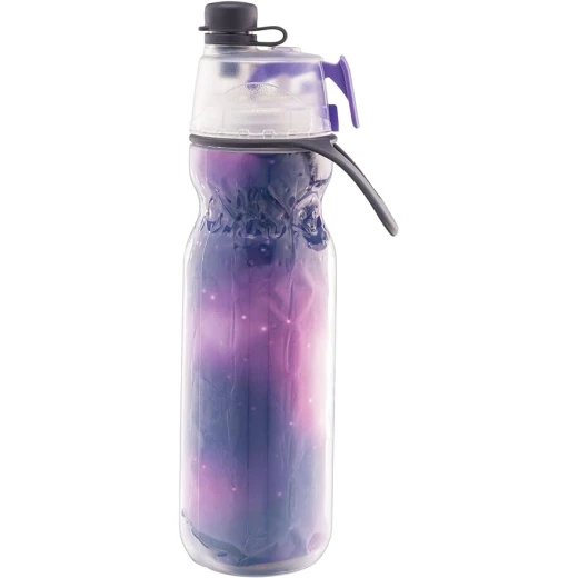 زجاجة ماء O2COOL Mist 'N Sip مع وظيفة الرذاذ والشرب 2 في 1، مزودة بفتحة سحب علوية بدون تسرب، زجاجة ماء رياضية قابلة لإعادة الاستخدام - 20 أونصة (بنفسجي سماوي) - اوه تو كول - Image 2