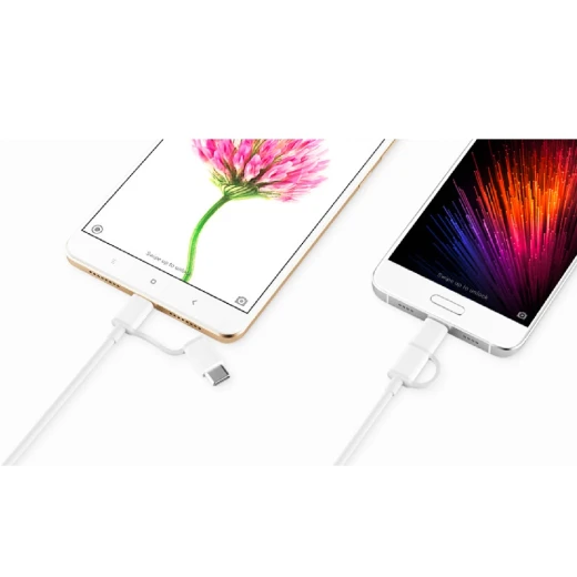 كابل USB 2 في 1 من شاومي SJV4082TY Mi (ميكرو USB إلى Type C) بطول 100 سم، أبيض - شاومي - Image 4
