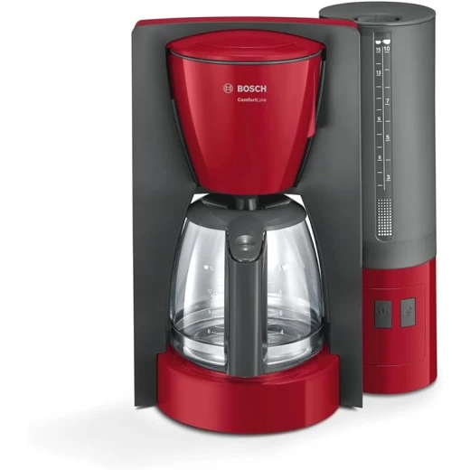 "ماكينة صنع القهوة بوش Comfort Line TKA6A044، إبريق زجاجي لحماية النكهة، مفتاح إيقاف تلقائي، قابلة للبرمجة من 20 إلى 60 دقيقة، بقدرة 1200 واط، باللون الأحمر" - بوش - Image 2