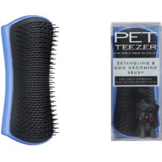 فرشاة تهذيب وفك تشابك الشعر للكلاب من بيت تيزر - باللون الأزرق/الأسود، جديدة - تانجل تيزر - Image 10