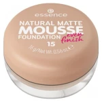 Essence Natural Matte Mousse Foundation Nude 15 Medium Coverage for Oily Skin Makeup Flawless Finish - Essence