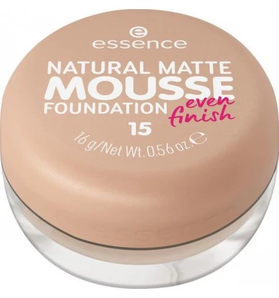 Essence Natural Matte Mousse Foundation Nude 15 Medium Coverage for Oily Skin Makeup Flawless Finish