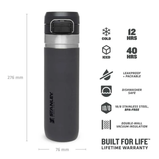 Stanley The Quick-Flip Water Bottle .7L / 24oz Charcoal Polar - Stanley - Image 2