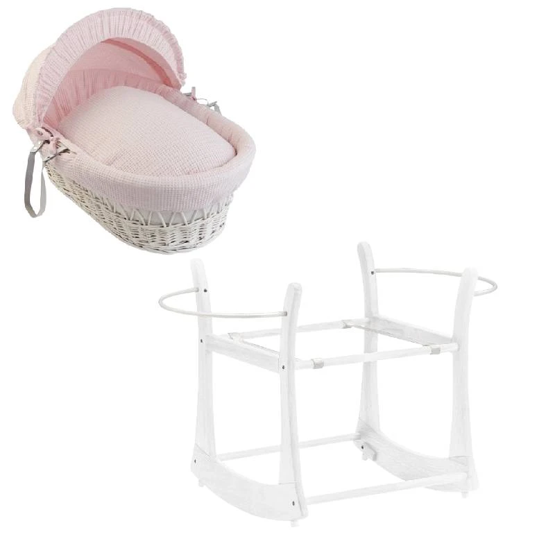 Baby Rattan Basket with Stand -  Pink  Color-1 Piece - Mosses