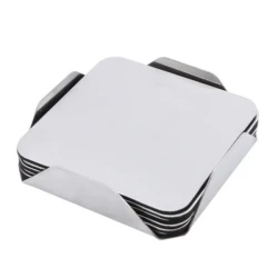 ARMN Zurin Steel Square 6-Piece Coaster Set with Holder - Silver