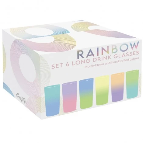طقم كاسات زجاج 6 قطع 430 مل من Easy Life Rainbow - ألوان متعددة - ايزي  لايف - Image 2