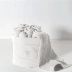 PHP Joy 8-Piece Washcloth Set in Basket - White