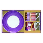 طقم فناجين شاي 4 قطع 240 مل بعلبة من Easy Life Geometric Art - ألوان متعددة - ايزي  لايف