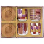 طقم فناجين قهوة 8 قطع 110 مل بعلبة من Easy Life Geometric Art - ألوان متعددة - ايزي  لايف