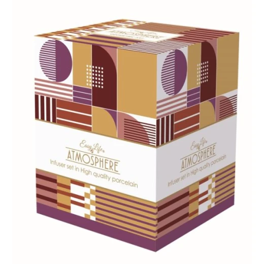 طقم كوب بمصفاة وغطاء 350 مل بعلبة من Easy Life Geometric Art - ألوان متعددة - ايزي  لايف - Image 2