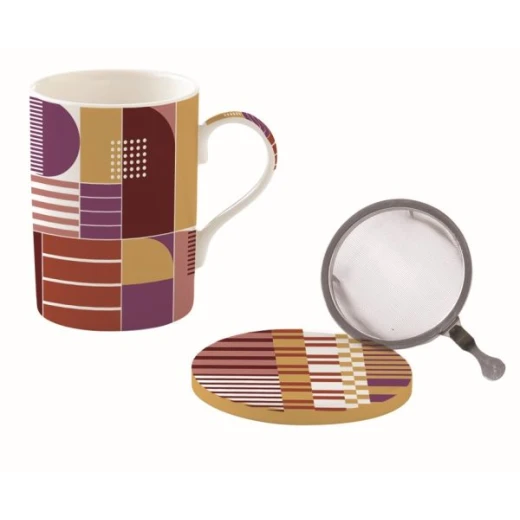 طقم كوب بمصفاة وغطاء 350 مل بعلبة من Easy Life Geometric Art - ألوان متعددة طقم كوب بمصفاة وغطاء 350 مل بعلبة من Easy Life Geometric Art - ألوان متعددة