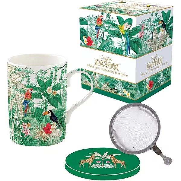 طقم كوب بمصفاة وغطاء 350 مل بعلبة من Easy Life Exotic Heaven - ألوان متعددة - ايزي  لايف
