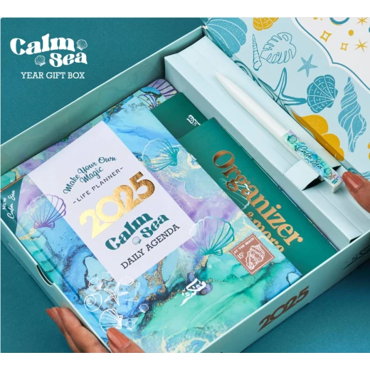 مجموعة هدايا أجندة 2025 - بحر هادئ من مفكرة - مفكرة - Image 4