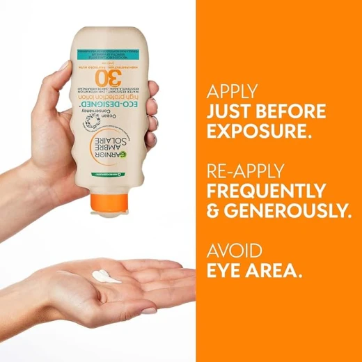 غارنييه أمبريه سولير كريم واقي شمس بتصميم صديق للبيئة SPF 30، حماية عالية من الشمس بمعامل حماية 30، واقي شمس مقاوم للماء وغير لاصق، حماية من أشعة UVA وUVB، زجاجة معاد تدويرها وقابلة لإعادة التدوير، 200 مل - غارنييه - Image 2