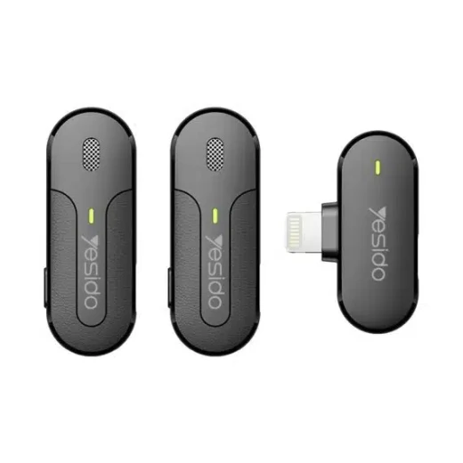 ييسيدو – ميكروفون لافاليير 2 في 1 (KR16) – لايتنينغ، 70mAh، لاسلكي، 2.4GHz – أسود - يسيدو - Image 2