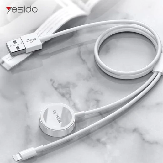 يسيدو - كابل شحن لاسلكي (CA70) - 2 في 1 USB إلى لايتنينغ، ساعة آبل، 2.4A، 1.2 متر - أبيض - يسيدو - Image 3