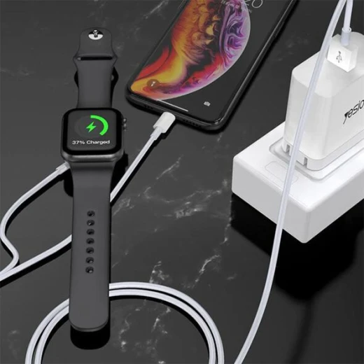 يسيدو - كابل شحن لاسلكي (CA70) - 2 في 1 USB إلى لايتنينغ، ساعة آبل، 2.4A، 1.2 متر - أبيض - يسيدو - Image 5