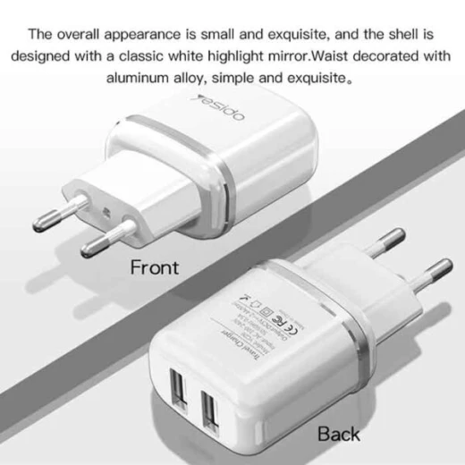من يسيدو شاحن حائطي بمنفذين USB مع كابل ميكرو من   YC26 - يسيدو - Image 4