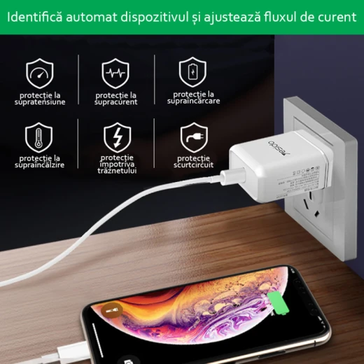 شاحن يسيدو بمنفذ Type-C YC23 PD بقوة 18 وات و3 أمبير، أبيض - يسيدو - Image 3