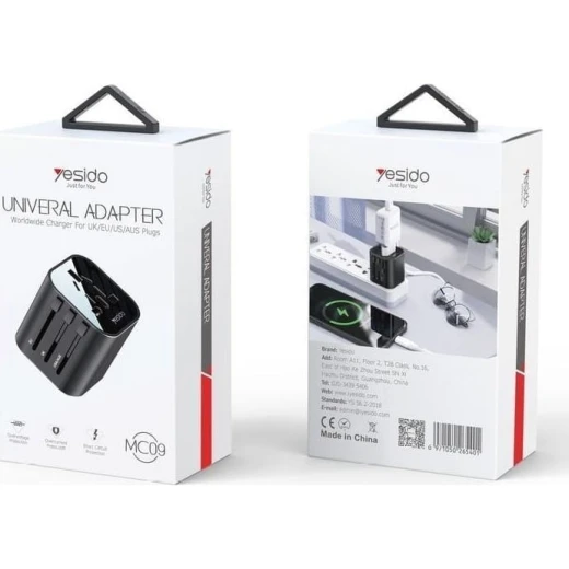ييسيدو MC24 محول شاحن متعدد الوظائف 20W مع 3 منافذ USB + منفذ Type-C للسفر (أسود) ييسيدو MC24 محول شاحن متعدد الوظائف 20W مع 3 منافذ USB + منفذ Type-C للسفر (أسود)