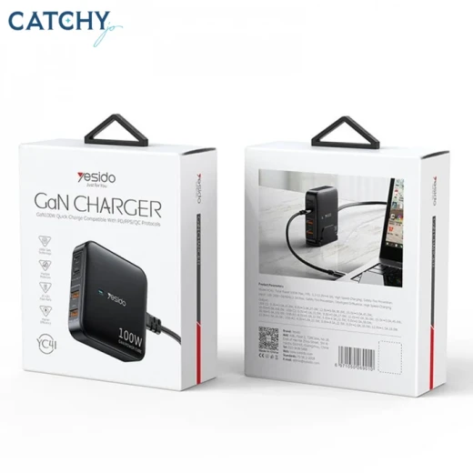 شاحن مكتبي متعدد المنافذ، 100W GaN، ييسيدو YC41 شاحن مكتبي متعدد المنافذ، 100W GaN، ييسيدو YC41