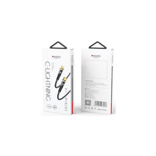 يسيدو كابل USB CA102 PD 20W Type-C/iP 2م PVC 3A، أسود