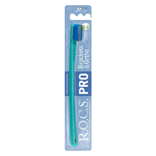 فرشاة الأسنان برو براكتس وأورثو ناعمة, ألوان متنوعة | تصميم بشعيرات مزدوجة المستوى وتجويف وسطي لتنظيف فعّال يومي مع تقويم الأسنان والأجهزة التقويمية من روكس - روكس - Image 6