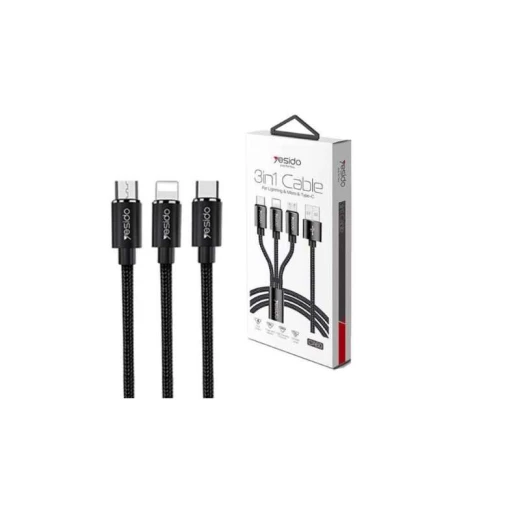 من يسيدو– كابل 3 في 1 – مايكرو USB / لايتنينج / USB-C / أسود (CA60) من يسيدو– كابل 3 في 1 – مايكرو USB / لايتنينج / USB-C / أسود (CA60)