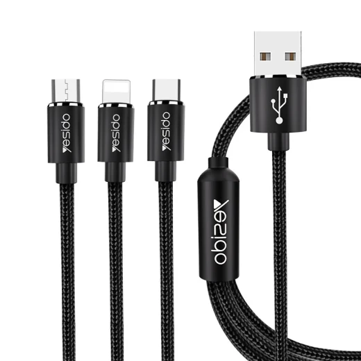 من يسيدو– كابل 3 في 1 – مايكرو USB / لايتنينج / USB-C / أسود (CA60) - يسيدو - Image 7