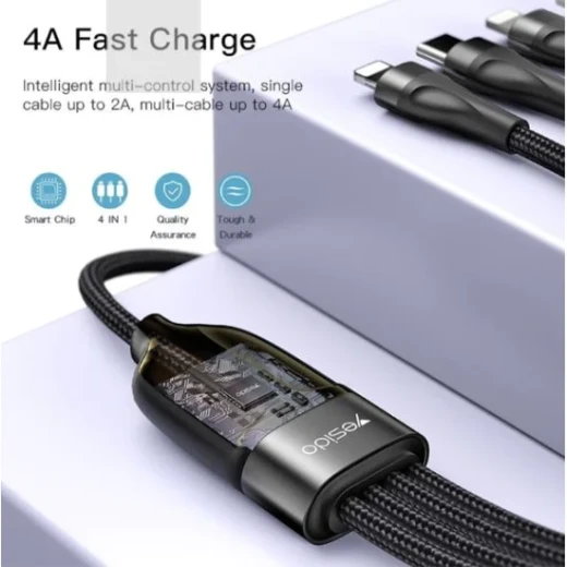 من يسيدو– كابل 3 في 1 – مايكرو USB / لايتنينج / USB-C / أسود (CA60) - يسيدو - Image 4