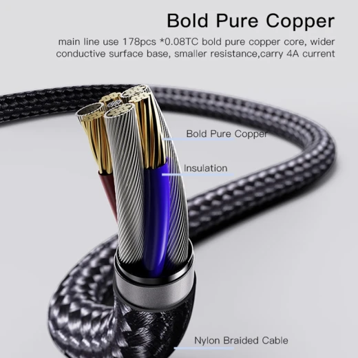 من يسيدو– كابل 3 في 1 – مايكرو USB / لايتنينج / USB-C / أسود (CA60) - يسيدو - Image 7