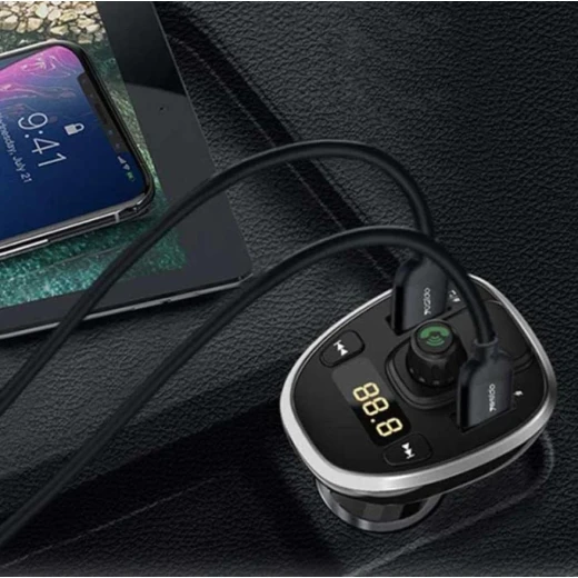 شاحن سيارة مزود بجهاز إرسال FM، ومنفذي USB مزدوجين بقوة 3 أمبير، وبطاقة U-Disk TF  من يسيدو - يسيدو - Image 7