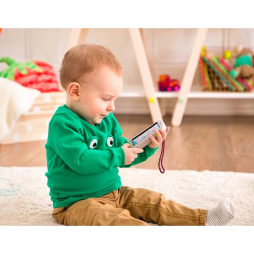B.Toys Touch Screen Hi!!Phone Metallic with Voice Recording Functions and Lights, Metalic Silver 18+ months - B. toys - Image 4