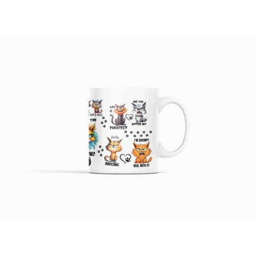 كوب سيراميك بطبعة قطط مضحكة سعة 11 أونصة - بي كرافتّي - Image 2