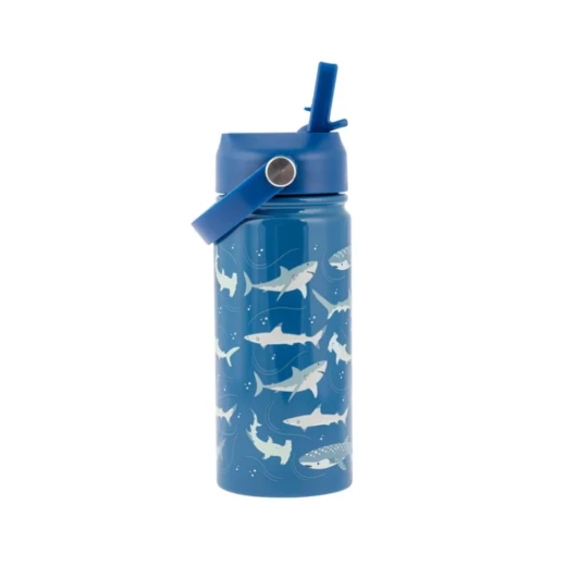 Stephen Joseph Insulated Stainless Steel Water Bottle With Handle Shark 414ml 3+ Years Stephen Joseph Insulated Stainless Steel Water Bottle With Handle Shark 414ml 3+ Years