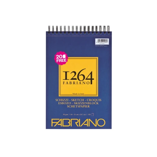 دفتر رسم A4 مع تغليف حلزوني 90جم 120 ورقة من فابريانو دفتر رسم A4 مع تغليف حلزوني 90جم 120 ورقة من فابريانو