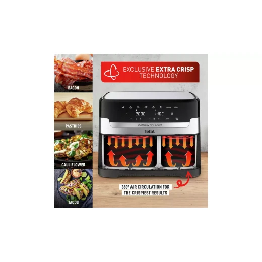Tefal Easy Fry Dual Drawer Air Fryer & Grill 8.3L Stainless - Tefal - Image 4