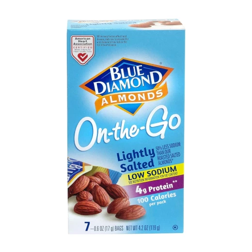 وجبة خفيفة من اللوز قليلة الملح والصوديوم 119 جم من بلو دايموند ألومندز وجبة خفيفة من اللوز قليلة الملح والصوديوم 119 جم من بلو دايموند ألومندز