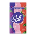 PUR Jumbo Gum, Sugar-Free, 100% Xylitol, Grape & Watermelon Flavors, 20 Pieces (Single Resealable Pack) - Pur