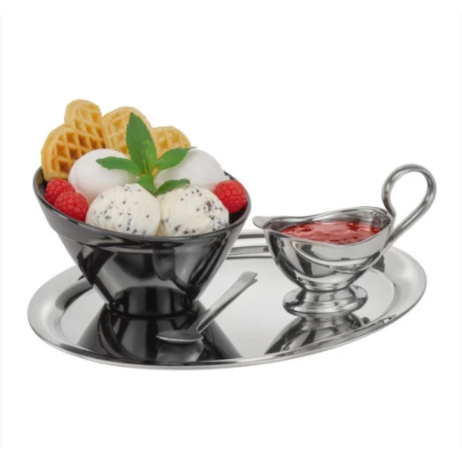 صينية كافيهاوس بيضاوية بقطر 26.5 × 19 سم من الفولاذ المقاوم للصدأ من اي بي اس - اي بي اس - Image 2