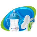 B.Box Feeding Set- Divider Plate, Sippy Cup & Cutlery Set- Ocean Breeze - B.Box