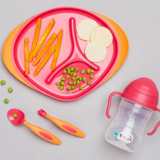 B.Box Feeding Set,Divider Plate, Sippy Cup & Cutlery Set, strawberry shak - B.Box - Image 4