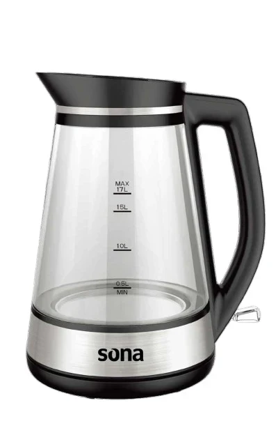 Sona Kettle 1.7 L 2200W Glass and Stainless steel Design - Sona