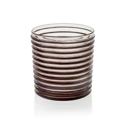 IVV Vertigo Tumbler 300ml Set of 6 Pieces, Bronze Grey Crystal Glasses with Transparent Line Design, Ideal for Water, Juices, and Beverages