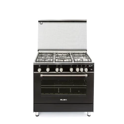 Elba Gas Cooker 90 cm Black with Steel Top and 2 Fans for Cooling and Distribution