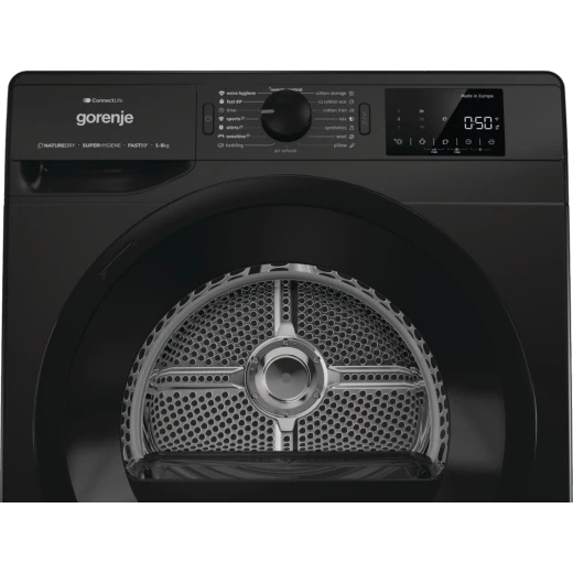 مجفف ملابس غورينيه 8 كجم، مضخة حرارية، 16 برنامج، WiFi، كفاءة طاقة A++، أسود DPNE82GNLWIFI/B – سعة كبيرة، موفر للطاقة، تجفيف لطيف على الملابس، تشغيل هادئ، تصميم حديث وأنيق - جورينيه - Image 5