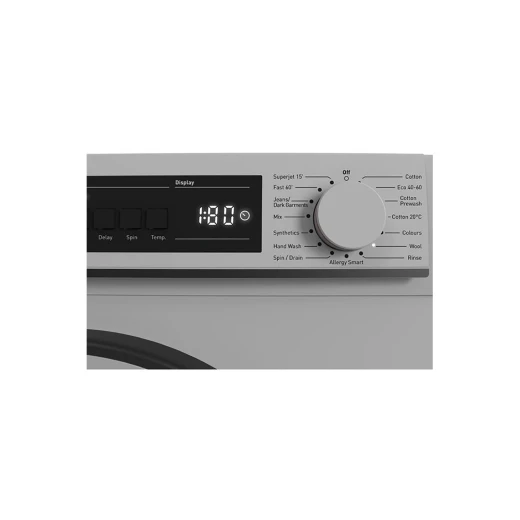 غسالة ملابس شارب 8 كجم، 1000 دورة/دقيقة، 15 برنامج، فضي ES-FE810DZL-S – سعة كبيرة، موفرة للطاقة، غسيل لطيف على الملابس، تشغيل هادئ، تصميم حديث وأنيق - شارب - Image 5