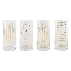 KitchenCraft Mikasa High Ball Glasses 414ml Gold Set of 4 Pieces