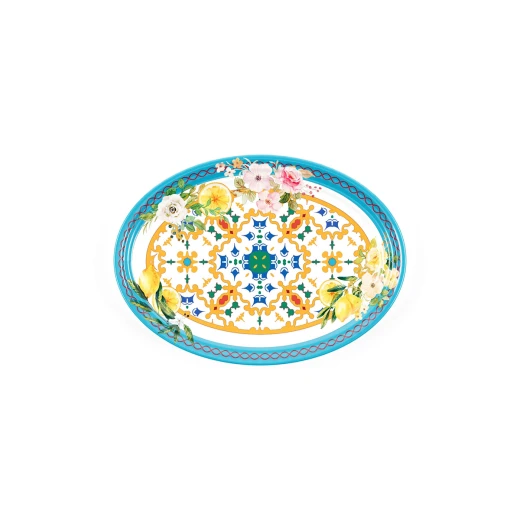 صينية بيضاوية صغيرة على شكل زهرة وليمون بقطر 35.5 × 25.5 × 3 سم، مثالية لحفلة خارجية أو غداء غير رسمي أو مناسبة خاصة، من جوزيني صينية بيضاوية صغيرة على شكل زهرة وليمون بقطر 35.5 × 25.5 × 3 سم، مثالية لحفلة خارجية أو غداء غير رسمي أو مناسبة خاصة، من جوزيني